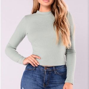 mock neck crop shirt
